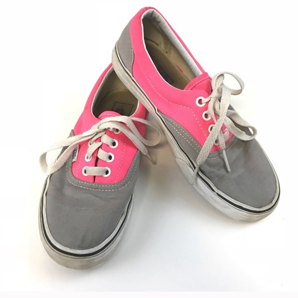 gray and pink vans shoes